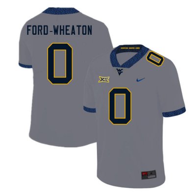 Men's West Virginia Mountaineers NCAA #0 Bryce Ford-Wheaton Gray Authentic Nike Stitched College Football Jersey WS15D51UH